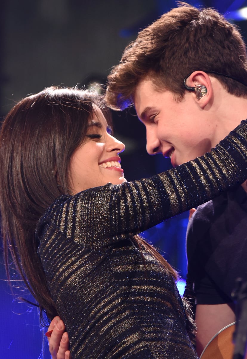 CHICAGO, IL - DECEMBER 16:  Singer Camila Cabello of Fifth Harmony (L) performs with musician Shawn Mendes onstage during 103.5 KISS FM's Jingle Ball 2015 presented by Capital One at Allstate Arena on December 16, 2015 in Chicago, Illinois.  (Photo by C F