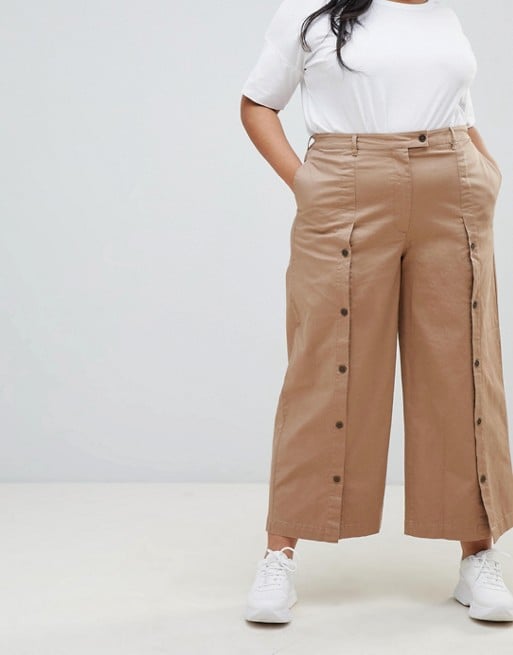 ASOS DESIGN Curve wide leg pants with button front