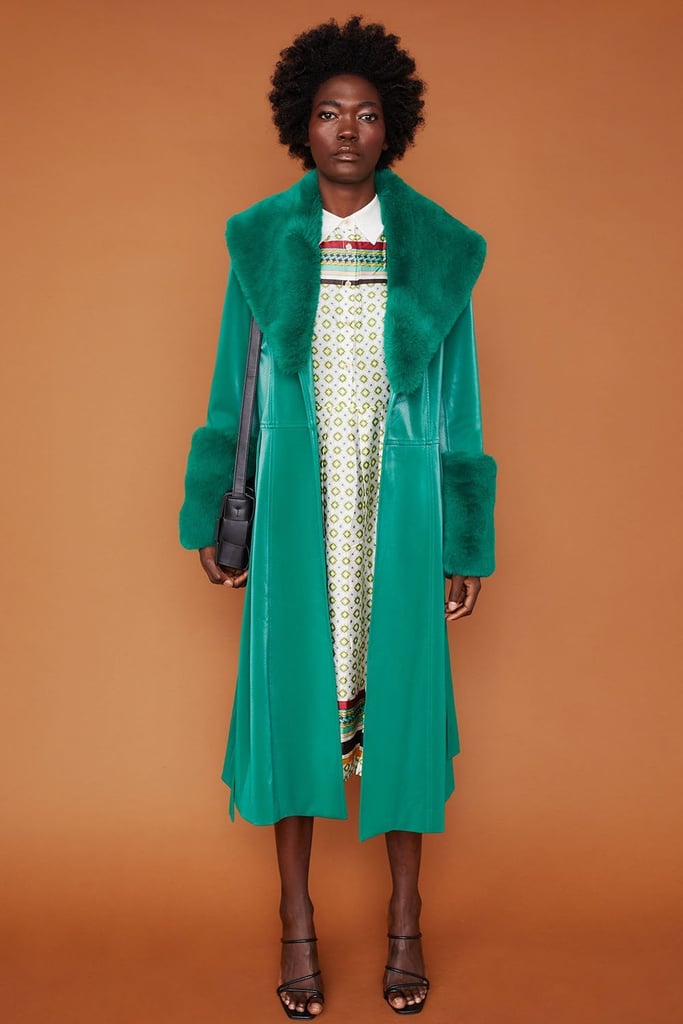 Jayley Trench Style Belted Coat With Faux Fur Cuffs And Collar