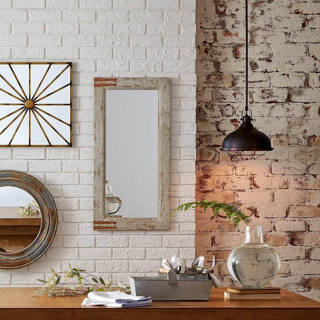 A Weathered Mirror: Stone & Beam Vintage-Look Rectangular Hanging Wall Frame Mirror