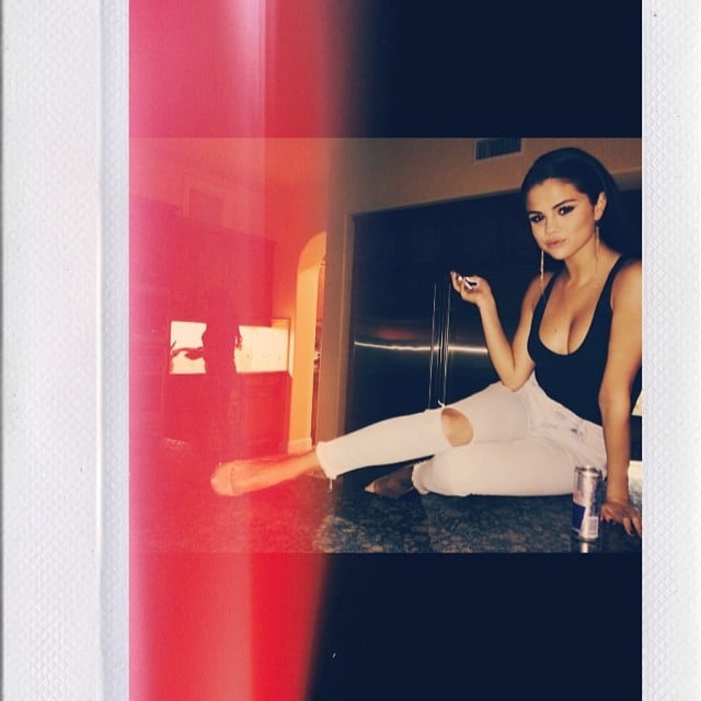 Selena Gomez lounged on a kitchen counter.
Source: Instagram user selenagomez