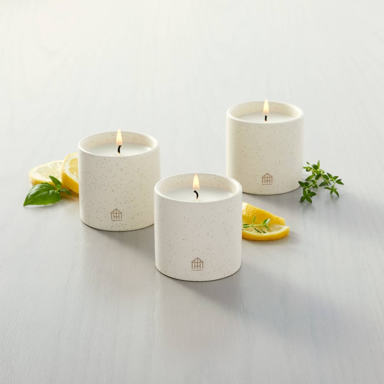 Hearth & Hand With MagnoliaBasil/Lemon/Thyme Speckled Ceramic Kitchen Candle Set