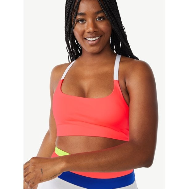 RBX Sports Bra Womens M Medium Workout Athletic Gym V Neck Mesh