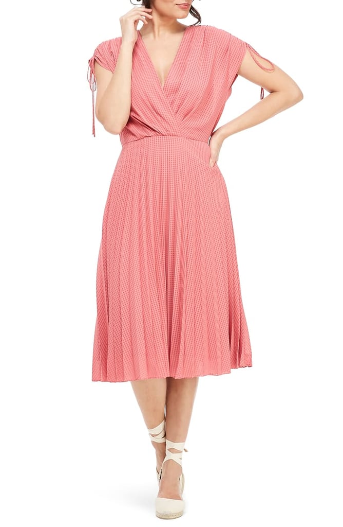 Gal Meets Glam Collection Pleated Ruched Shoulder Dress