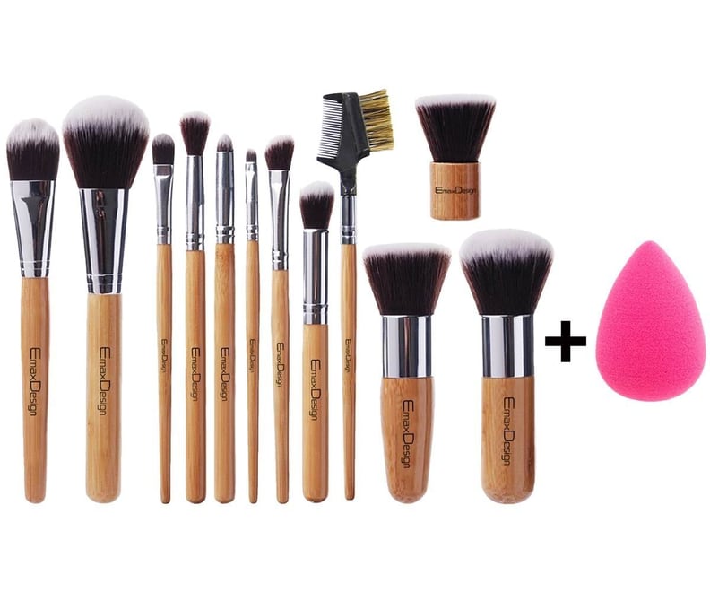 EmaxDesign 12-Piece Makeup Brush Set and Blending Sponge