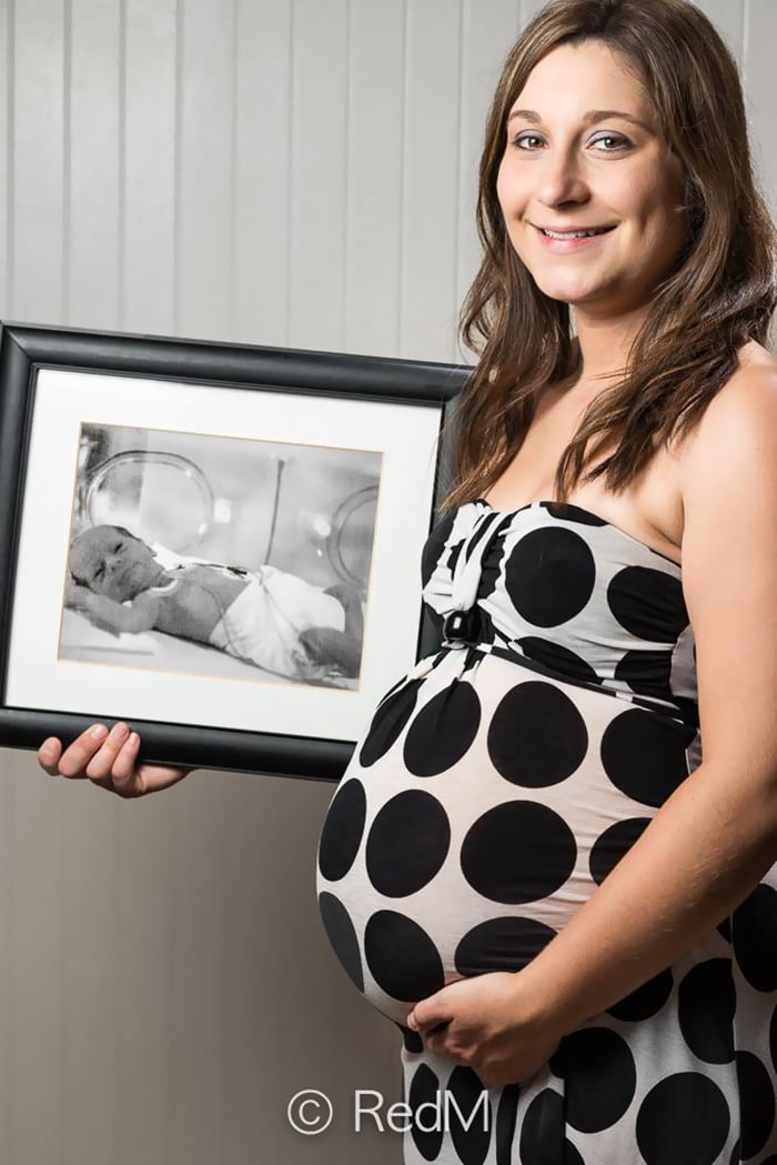 Tamica, who was 26 weeks pregnant at the time of the photo, born at 32 weeks