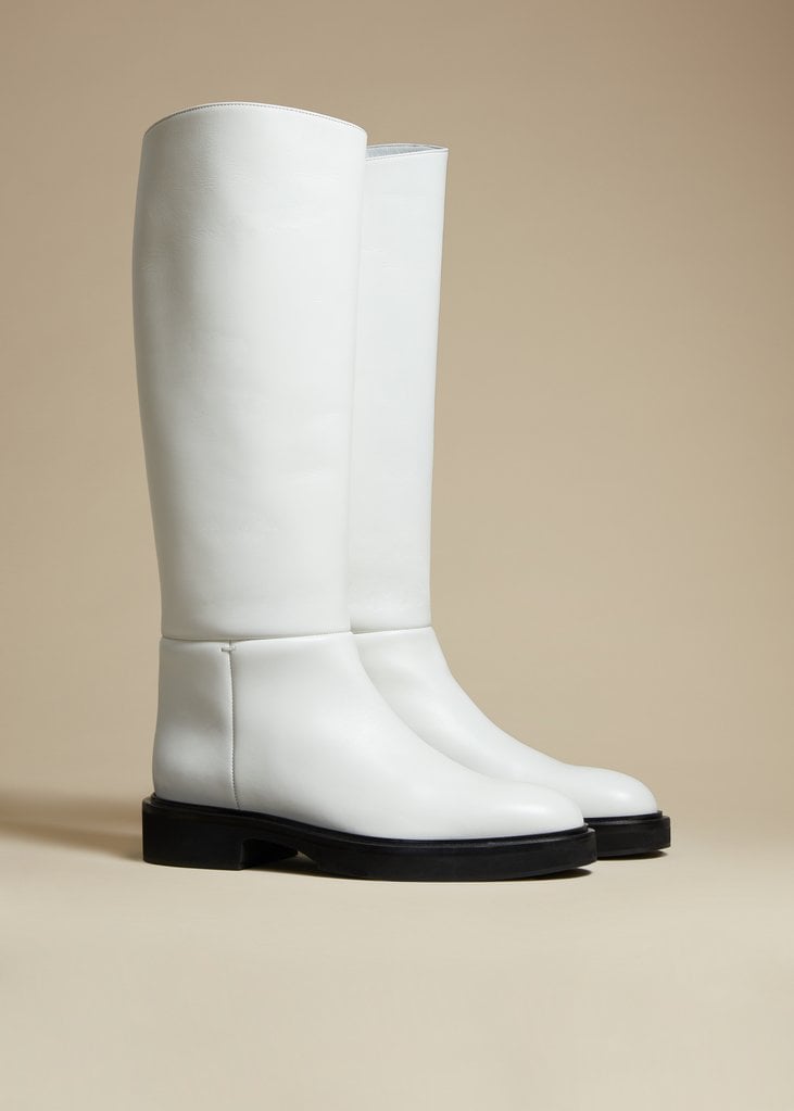 Khaite The Derby Boot in White Leather