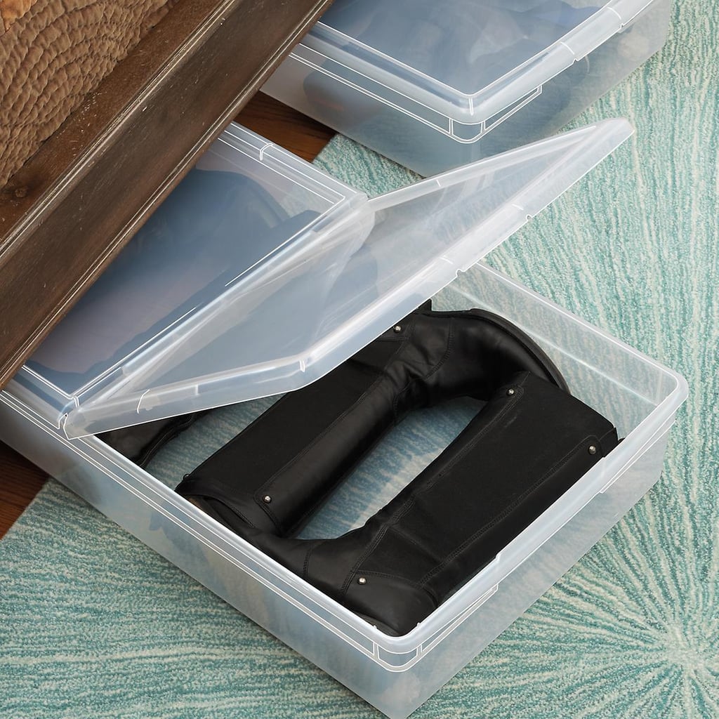 A Lidded Storage Box: The Container Store Our Long Under Bed Box with Wheels