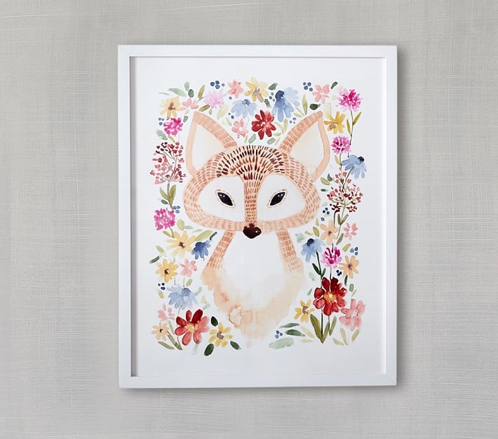 Sweet Floral Fox Wall Art