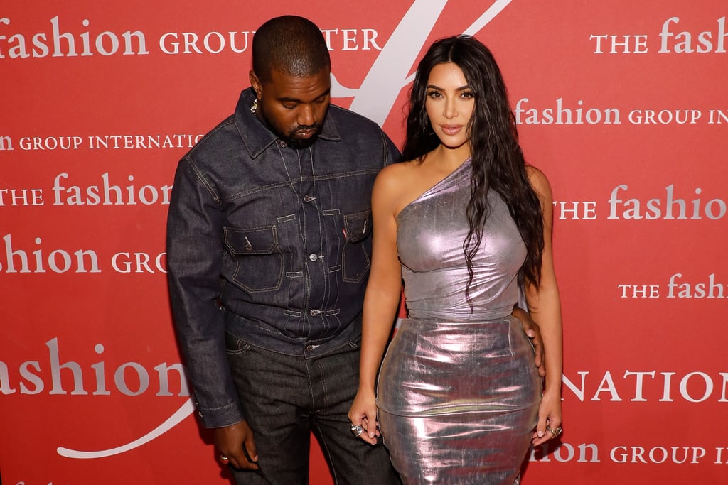 Kim Kardashian Wearing an Iridescent Dress With Kanye West at FGI's 2019 Night of Stars