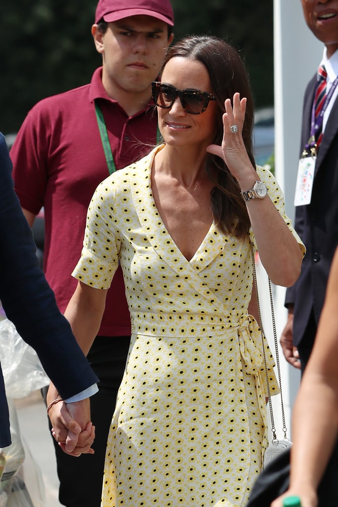 Pippa Middleton Yellow Floral Dress at Wimbledon 2019