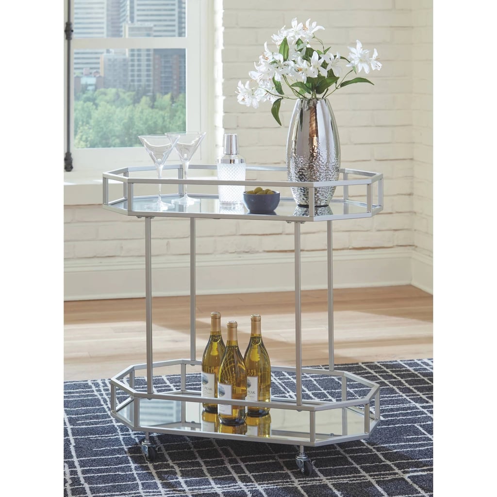 Signature Design by Ashley Kadinburg Bar Cart Silver Finish