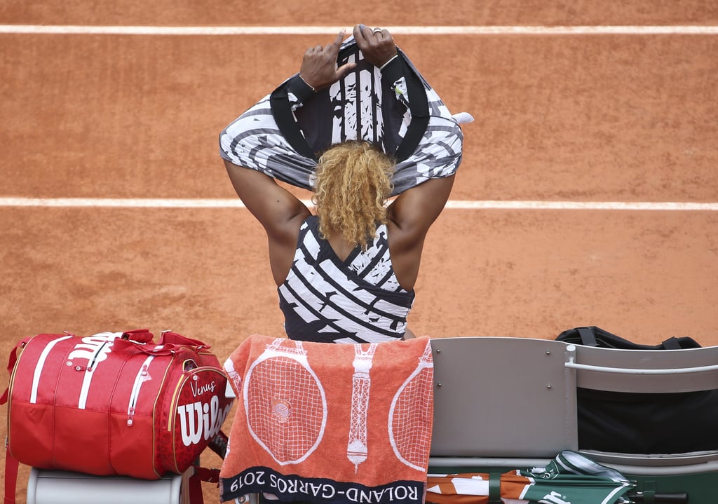 Serena Williams Off White Outfit With Text 2019 French Open