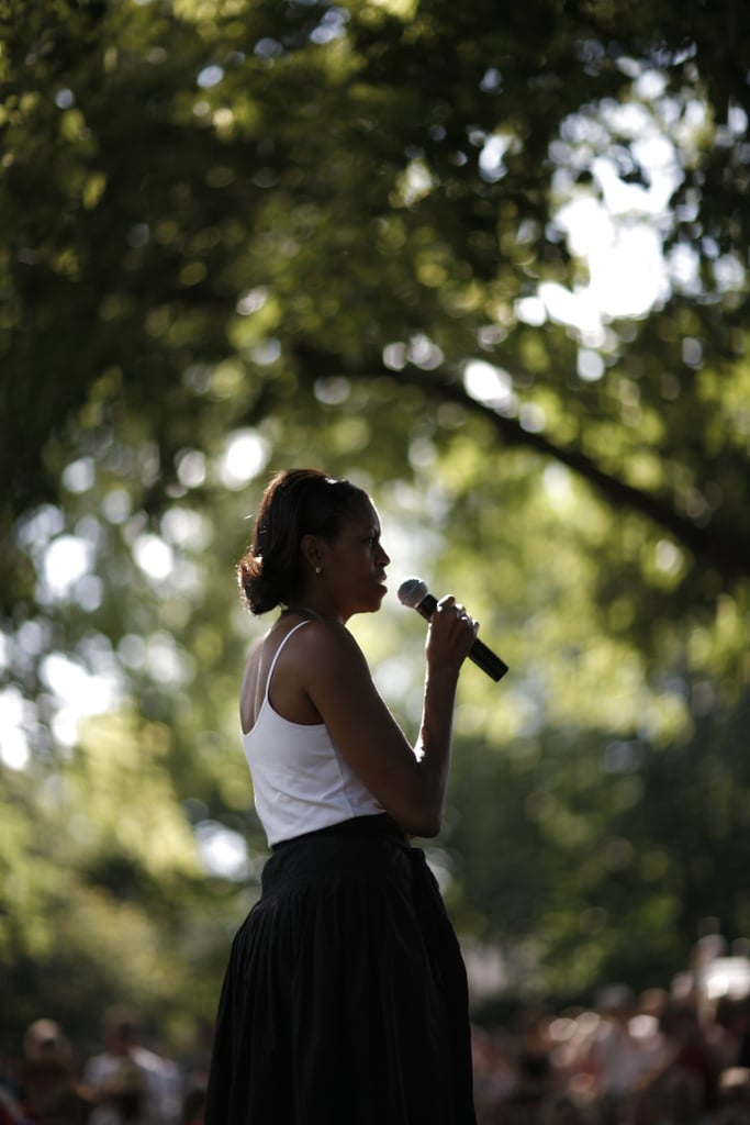 Before she was first lady, Michelle Obama helped her husband at a campaign event in Des Moines, IA, in 2007.