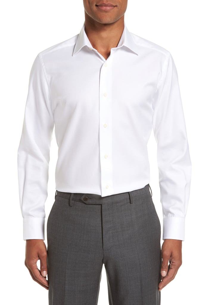 David Donahue Trim Fit Cotton Dress Shirt