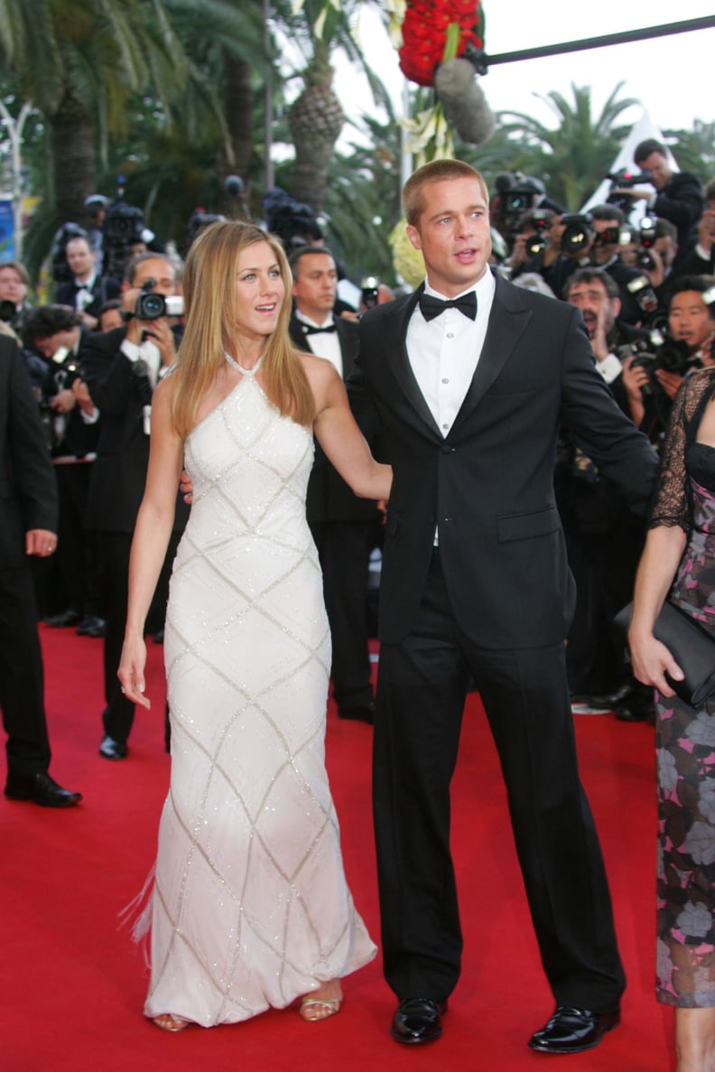 Jen Supported Brad at Cannes in This Fringe-and-Beaded Versace Number