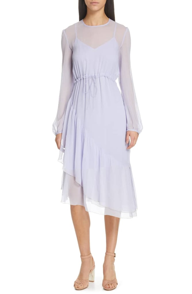 See by Chloé Asymmetrical Silk Midi Dress