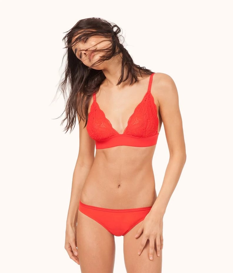 SKIMS Fits Everybody Lace Triangle Bralette Orange - $35 - From