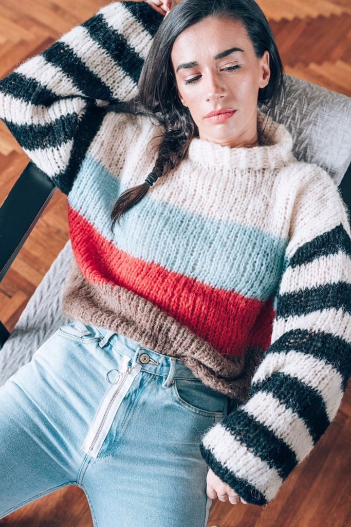 Fashion Sweaters Wool Sweaters Bloom Wool Sweater bronze-colored-pink striped pattern casual look 