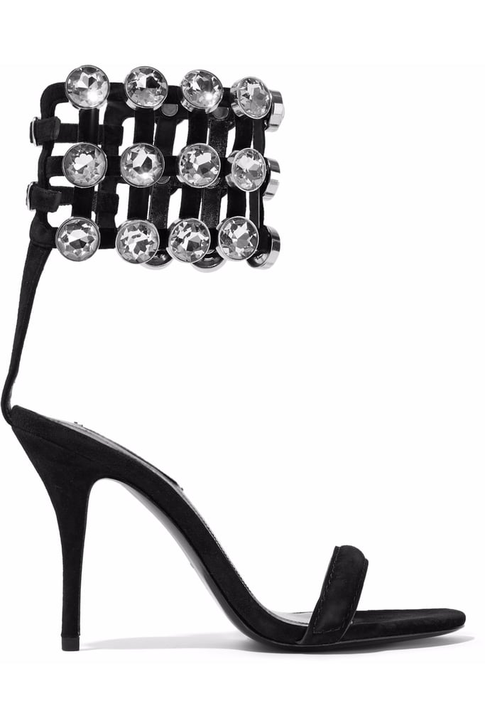 Alexander Wang Antonia Cage Crystal-Embellished Suede Sandals