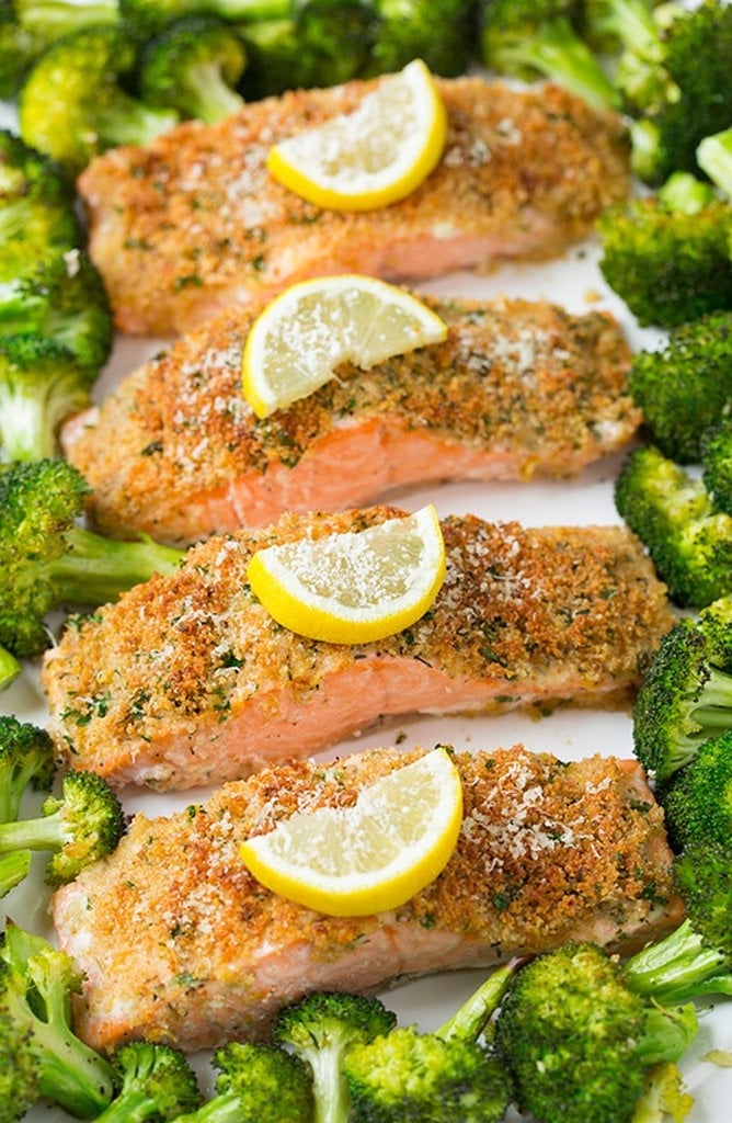 Parmesan Crusted Salmon With Roasted Broccoli