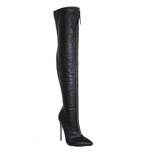 Simmi London Candice Black Croc Front 