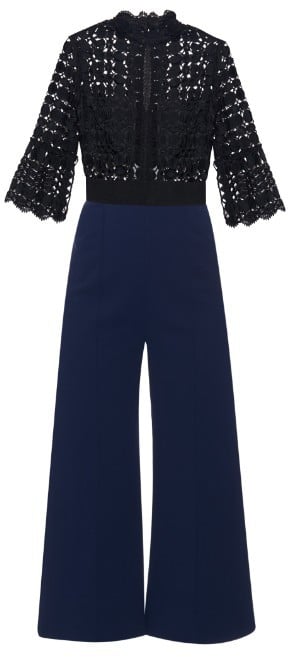 Self-Portrait Lace and crepe culotte jumpsuit ($355)