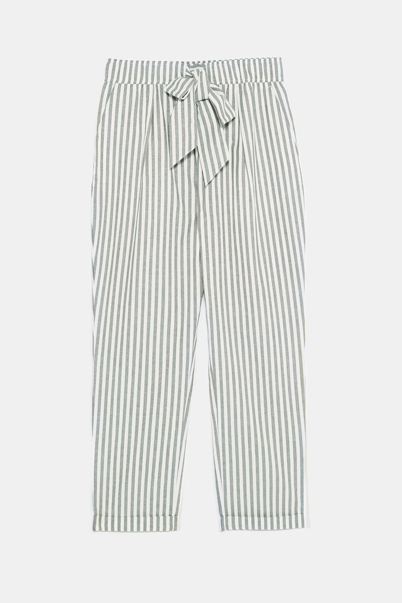 Zara Striped Pants With Tie Belt