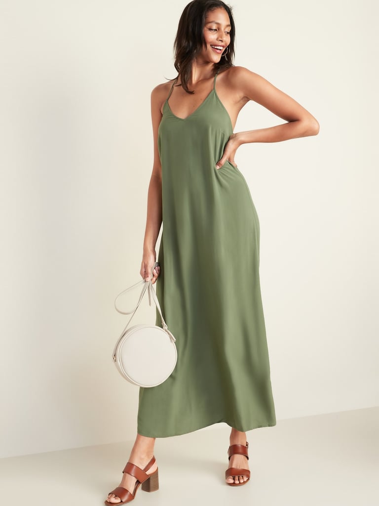 V neck maxi shift dress clearance