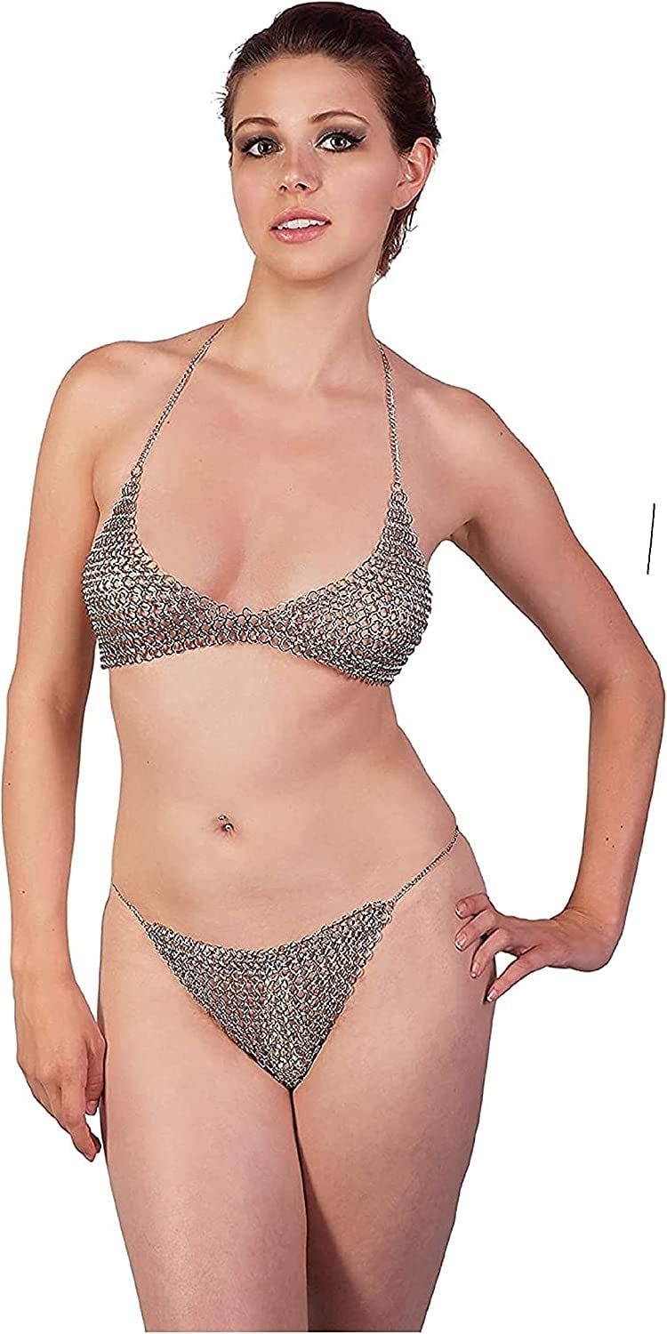Medieval Crafts Two-Piece Chainmail Bikini Fancy Lingerie Set