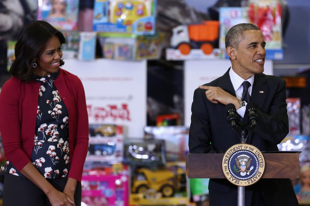 Obamas at the Marine Corps Toys For Tots Event 2014