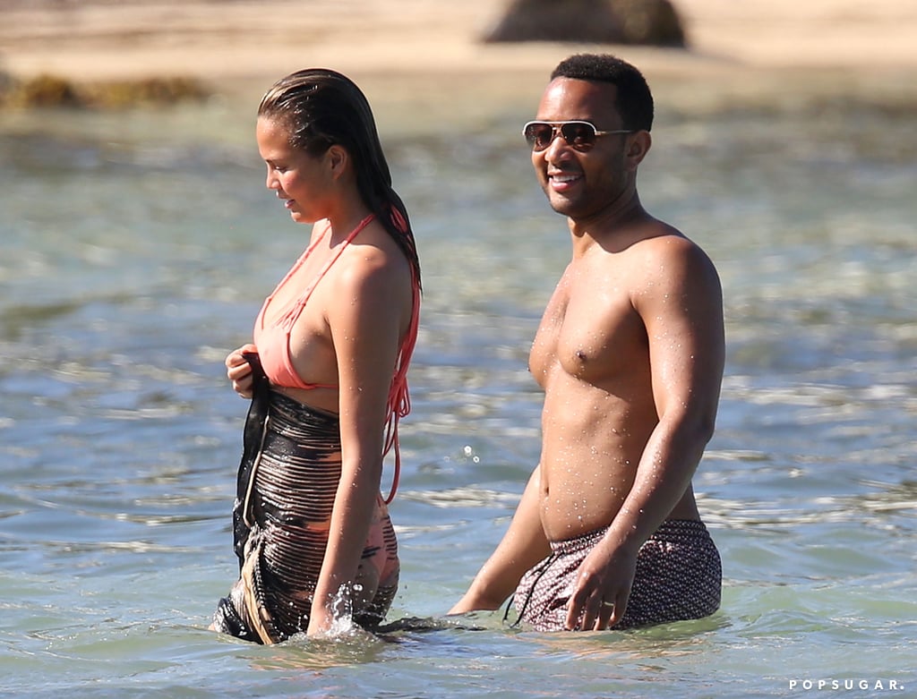 Chrissy Teigen and John Legend Beach Vacation Pictures