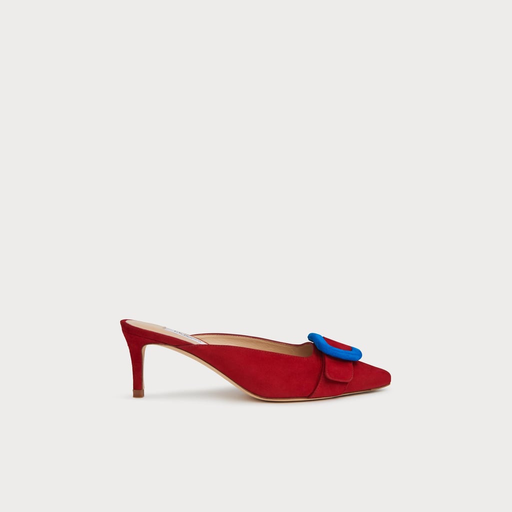 L.K.Bennett Delia Red Suede Buckle Mules | Mary-Kate Olsen Red Shoes at ...