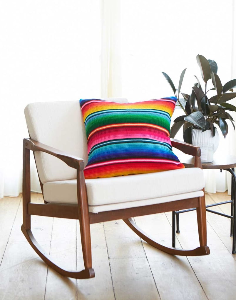 20" Striped Woven Pillow in Rainbow ($48)