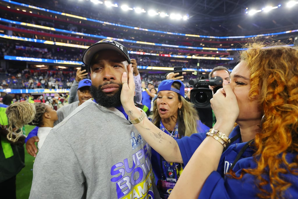 Lauren Wood Kisses Odell Beckham Jr. Before Super Bowl