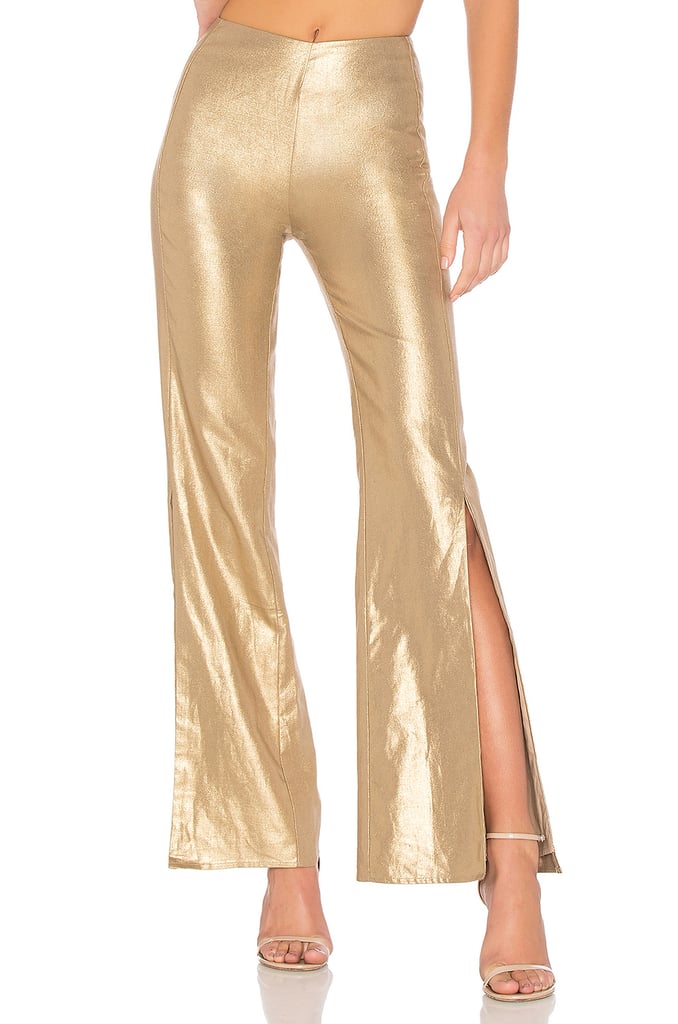 Lovers & Friends Slash Pants Victoria Beckham's Gold Trousers September 2018 POPSUGAR