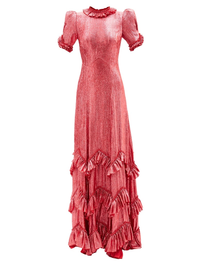 The Vampire's Wife Pink The Sky Rocket Lamé Wool Blend Maxi Dress