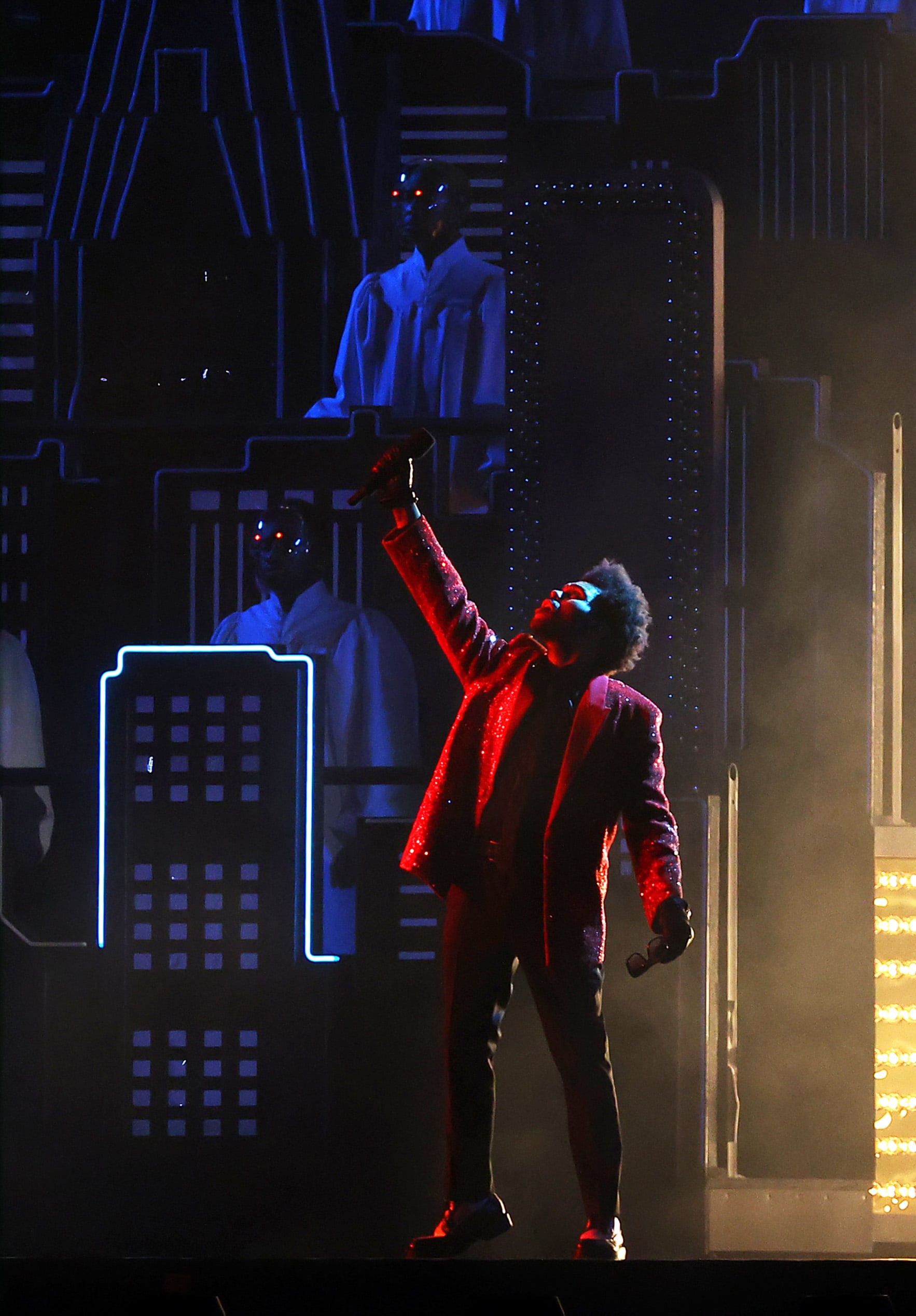 The Weeknd Wore His Red Suit—Again—to the Super Bowl