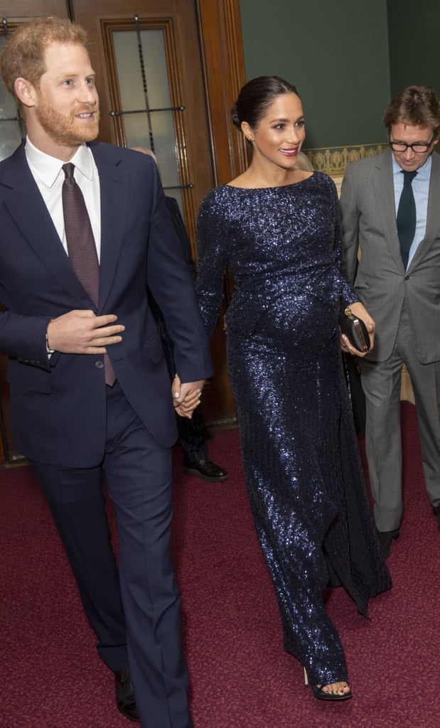 Meghan in a Navy Sequin Gown