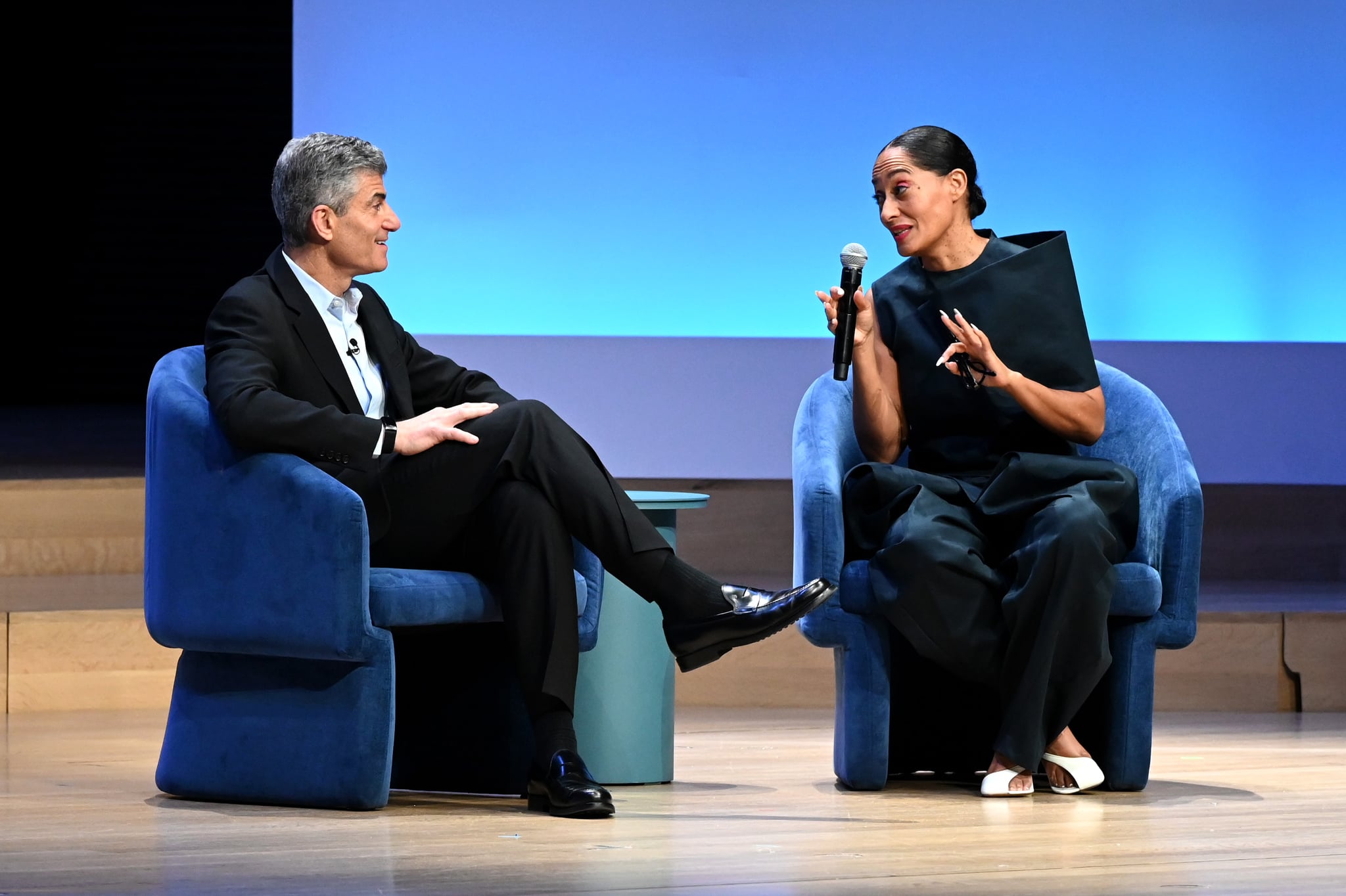 NEW YORK, NEW YORK - MAY 01: Alan Moss and Tracee Ellis Ross speaks onstage at Amazon NewFronts 2023 at David Geffen Hall on May 01, 2023 in New York City. (Photo by Slaven Vlasic/Getty Images for Amazon)