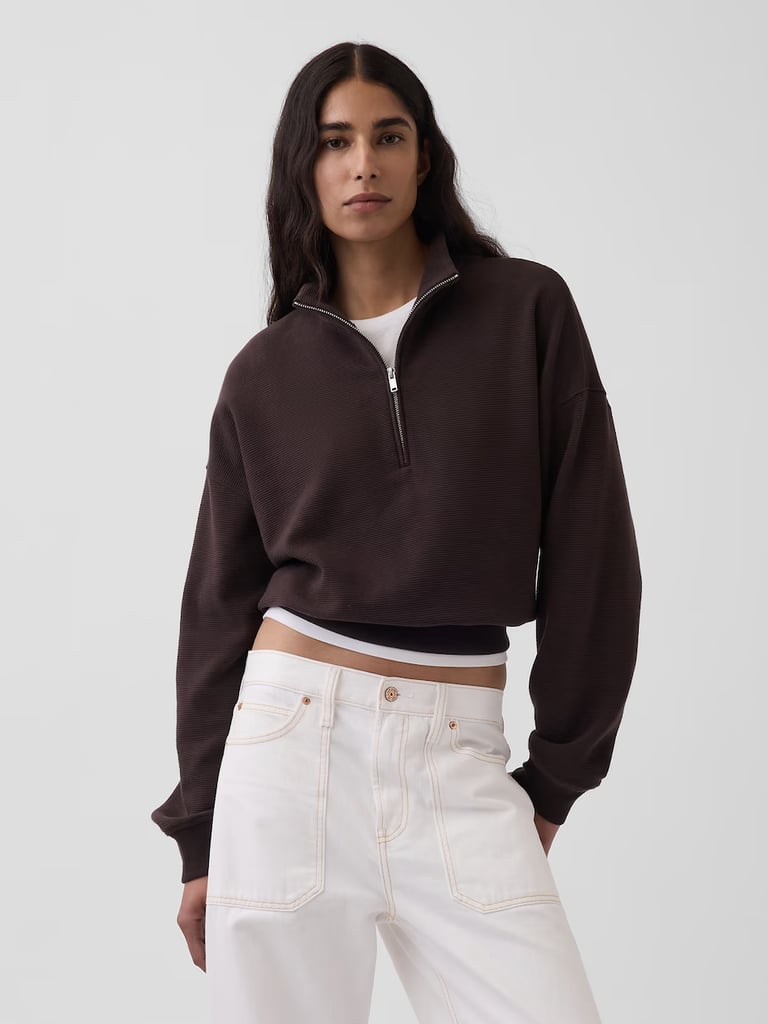 Gap Textured Cotton Oversized Half-Zip Pullover ($34, originally $70)
I may be an adult, but there's no better time to shop than back-to-school season. You can still get that rush with new fall basics including jeans, pullover sweaters — you name it. Now through August 12, you can shop adult styles 40 to 60 percent off at Gap.