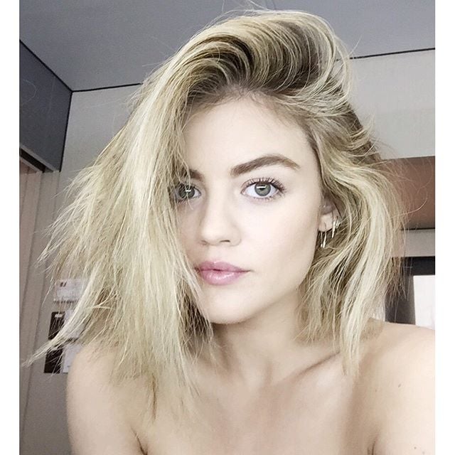 Lucy Hale With Platinum Blonde Hair March 2016