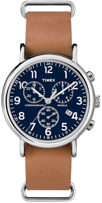 Timex Men's Weekender Leather Chronograph Watch