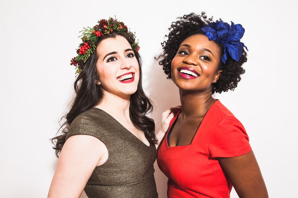 Crowns by Christy Holiday Wreath (price upon request) and Jennifer Behr Oriella Headband in Cobalt ($180)