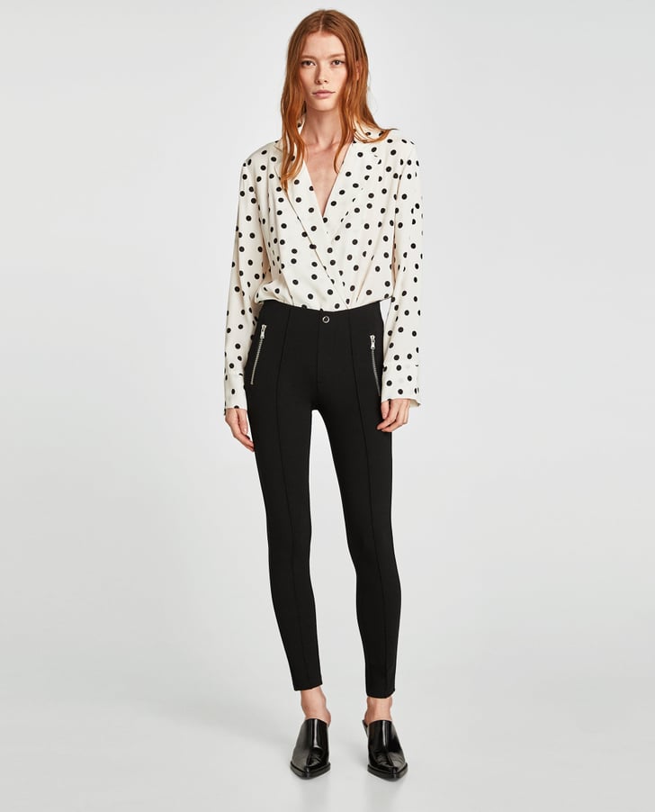 leggings with zip zara