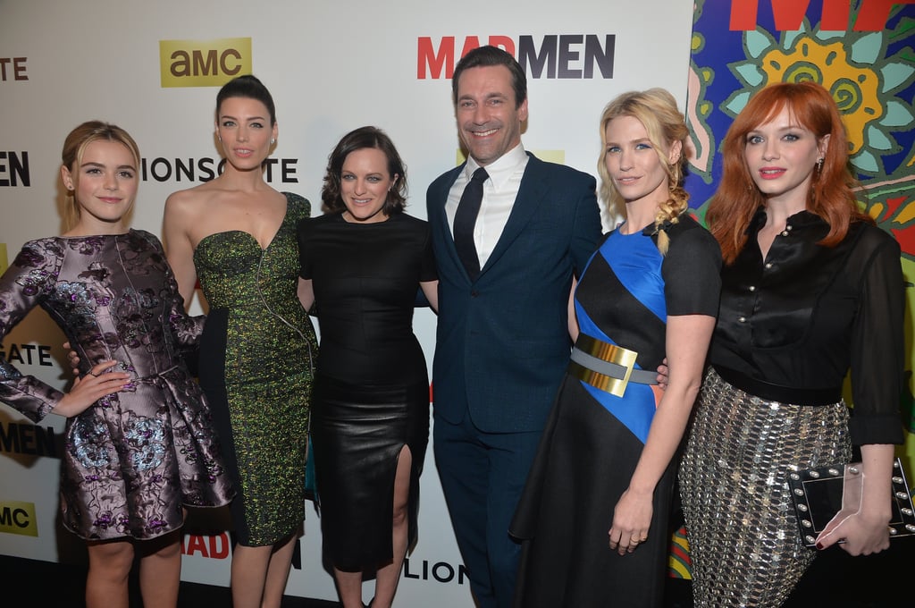 Jon Hamm was surrounded by his beautiful costars when they celebrated the seventh season premiere of their show in LA on Wednesday.