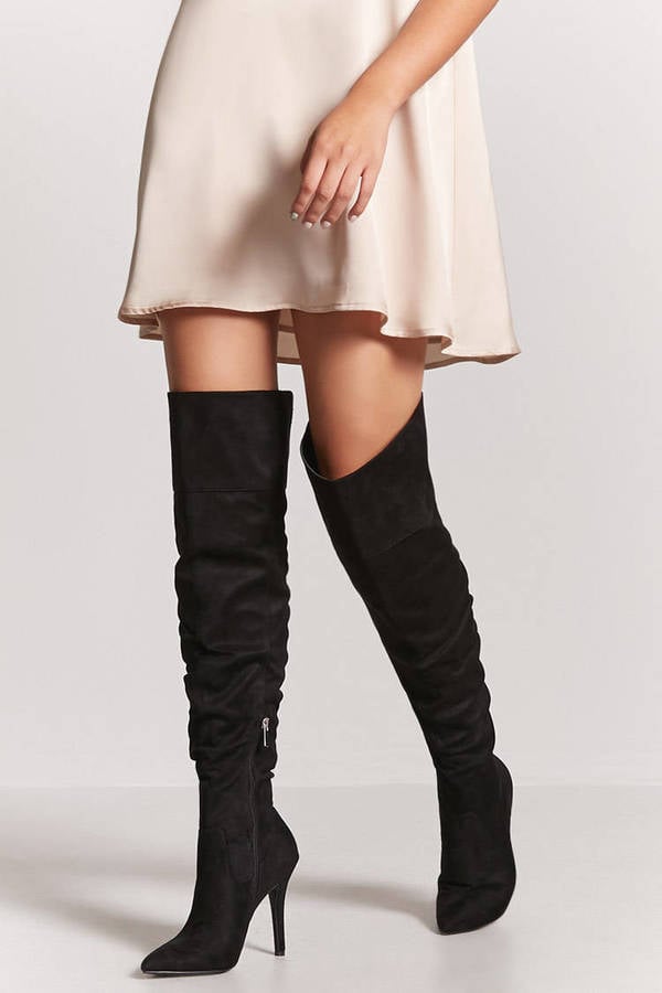 Forever 21 Ruched Faux Suede Thigh-High Boots