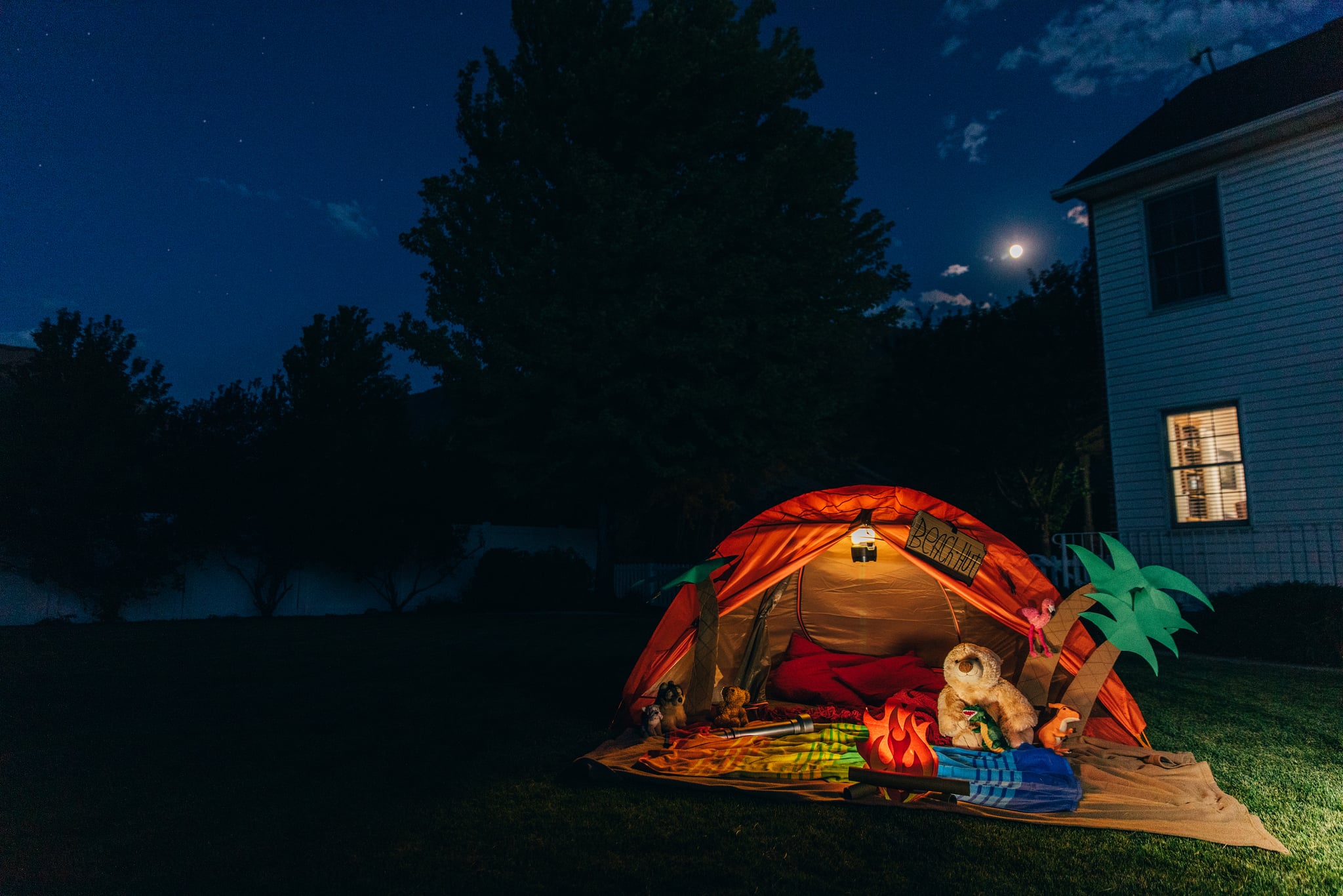 camping tent in the backyard