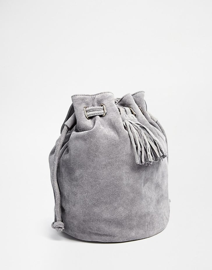 Warehouse Suede Drawstring Bag With Tassel Shoes and Bags With