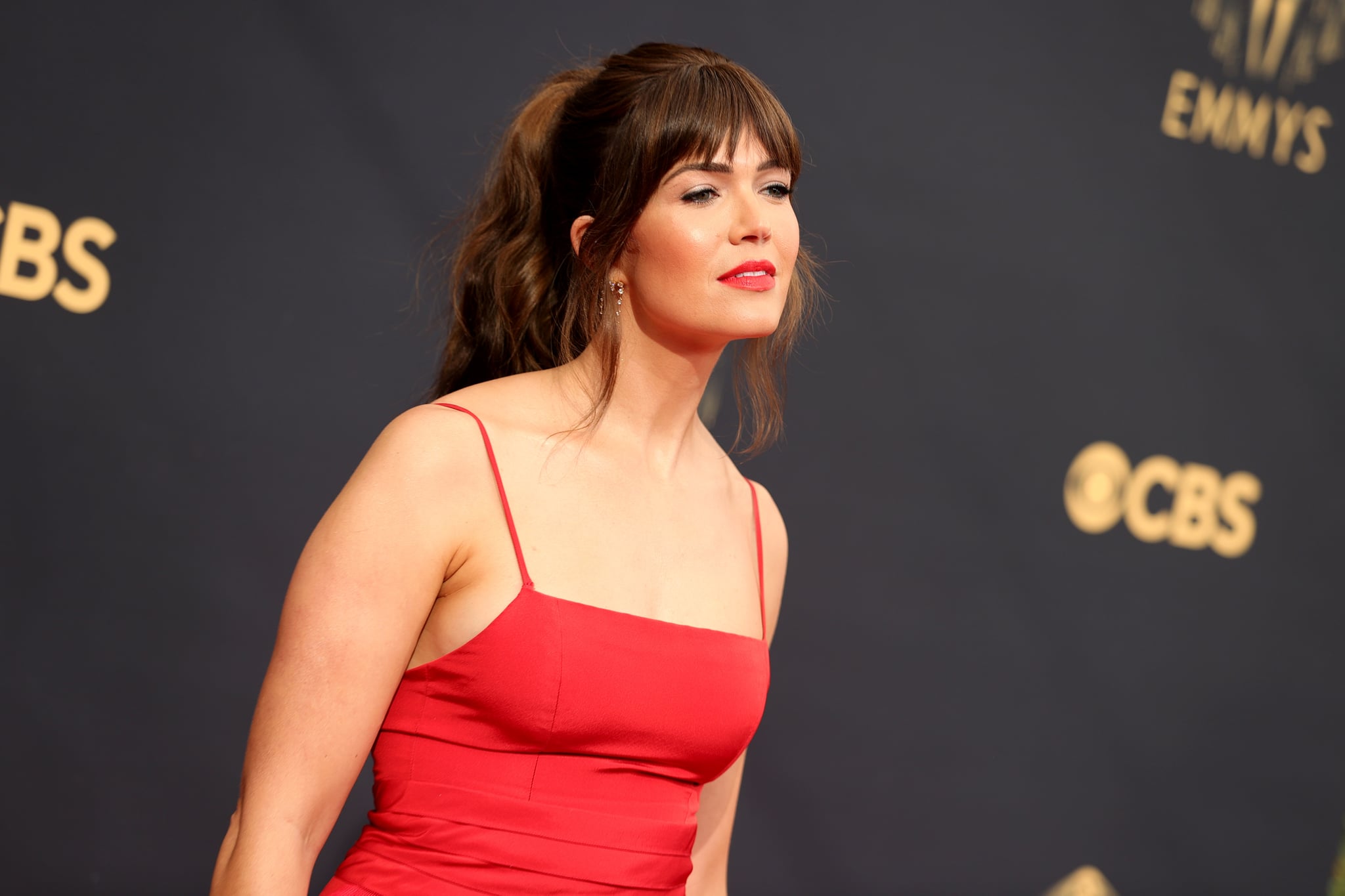 LOS ANGELES, CALIFORNIA - SEPTEMBER 19: Mandy Moore attends the 73rd Primetime Emmy Awards at L.A. LIVE on September 19, 2021 in Los Angeles, California. (Photo by Rich Fury/Getty Images)